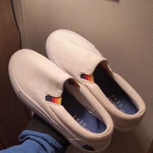 Aldi Gear White Slip-On Sneakers with Colorful Accent